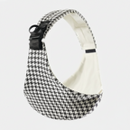 Porte-bébé en tissu motif pied-de-poule noir et blanc avec sangle réglable