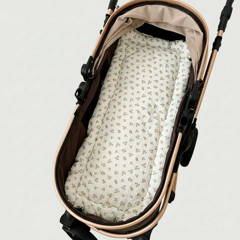 Tapis Siège Poussette Coton Ramie Double Face – Toutes Saisons
