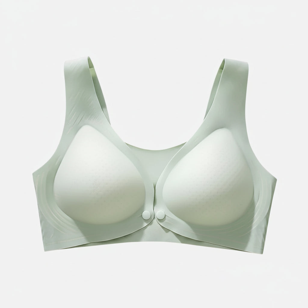Soutien-gorge sans couture vert clair avec bonnets rembourrés et larges bretelles