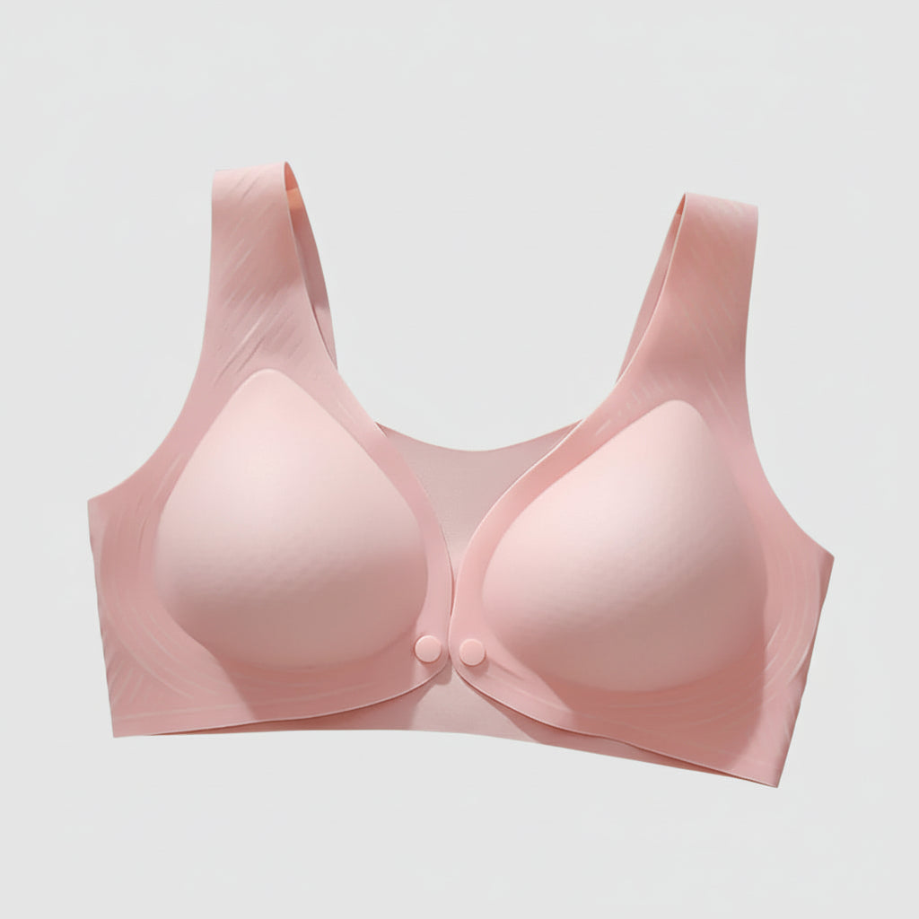 Soutien-gorge rose sans couture, léger, avec bretelles larges et coques moulées