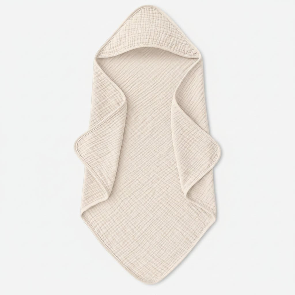 Cape de Bain Bébé en Mousseline de Coton – Serviette à Capuche Douce - MyBabyly
