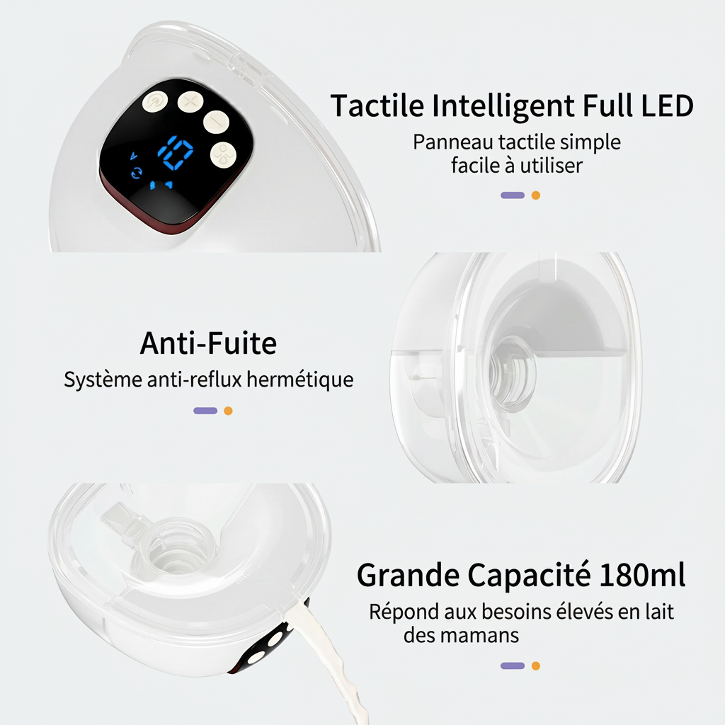 Tire-Lait Électrique Portable Mains Libres – 4 Modes & 60 Niveaux Rechargeable USB