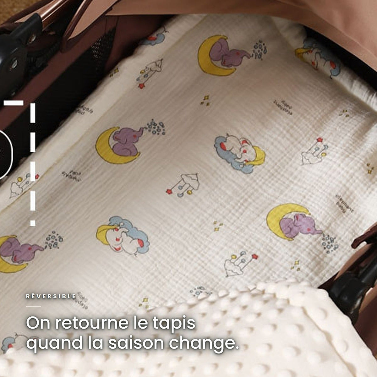 Tapis de Poussette Réversible Gaze & Minky – 40 × 80 cm - MyBabyly